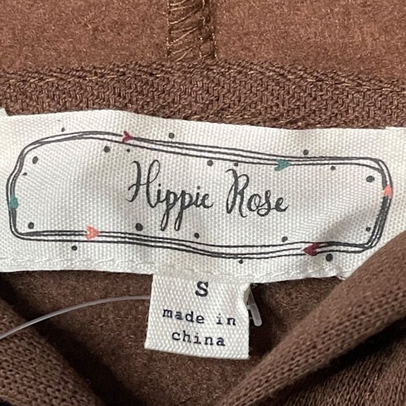 Hippie Rose Graphic Cropped Hoodie - Womens Brown Cozy Pullover Sweatshirt - Picture 12 of 15